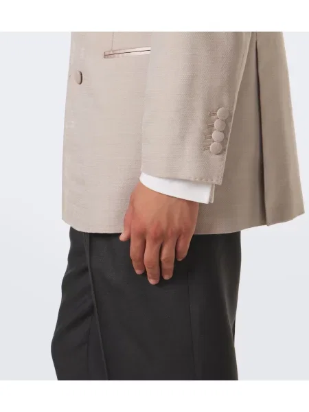 Satenast dvoredni blazer Brunello Cucinelli bež