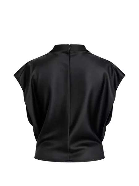 Top Tanya Taylor din satin drapat negru