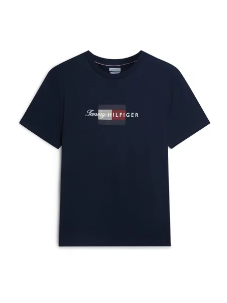 TOMMY HILFIGER Tricou bleumarin / roșu alb