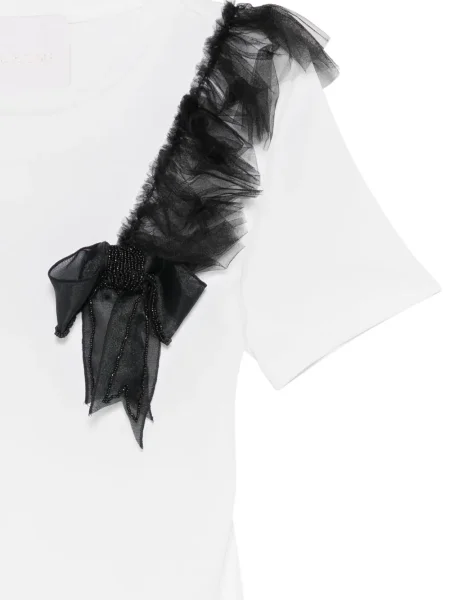 Tricou Loulou cu volane alb