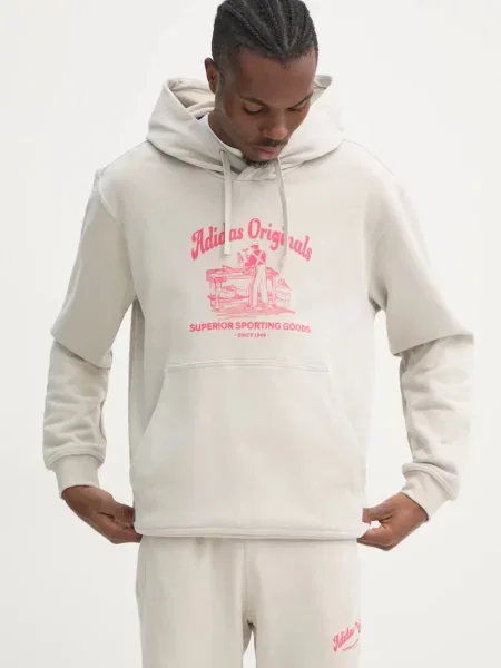 Adidas Originals hanorac de Wabash barbati cu glugă cu imprimeu bej