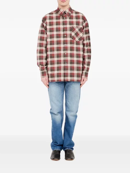 Kockás ing Mm6 Maison Margiela autogrammal piros