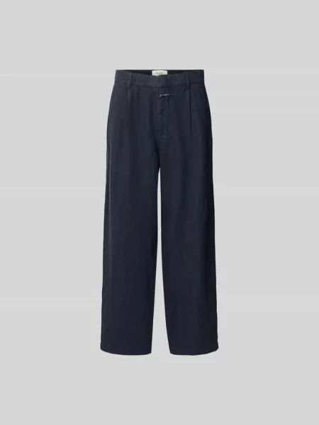 Spodnie z lnu o kroju straight fit Closed granatowe
