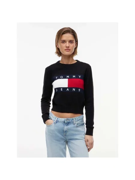 Tommy Jeans Svetr námořnická modř / červená bílá černá