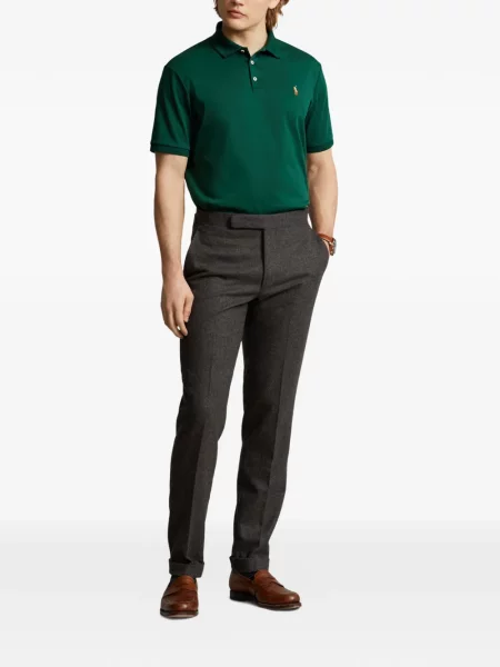 Tricou polo Polo Ralph Lauren cu glugă cu blană cu broderie roșu