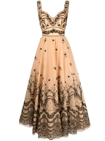 Rochie fără mâneci Saiid Kobeisy fără mâneci cu model floral din tul