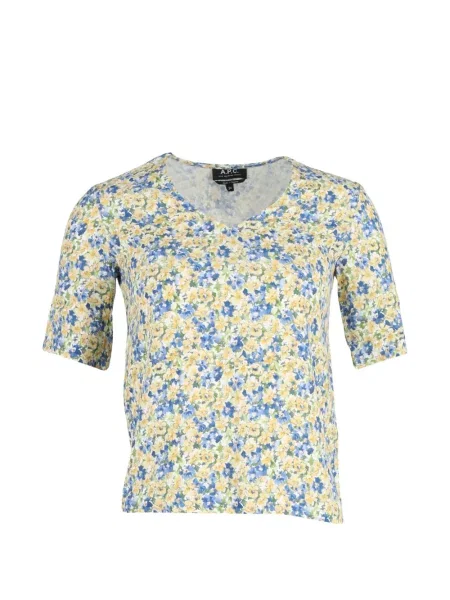 Bluză A.p.c. cu model floral cu imagine cu decolteu în V galben
