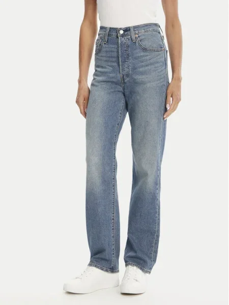 Дънки Levi's RIBCAGE STRAIGHT с висока талия синьо