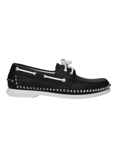 Półbuty Christian Louboutin skórzane wsuwane z ćwiekami czarne