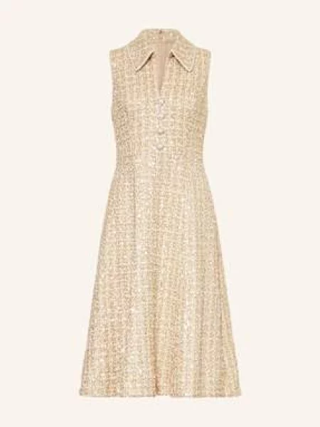 Adrianna Papell Sukienka Koktajlowa Z Błyszczącą Przędzą I Cekinami beige beżowa