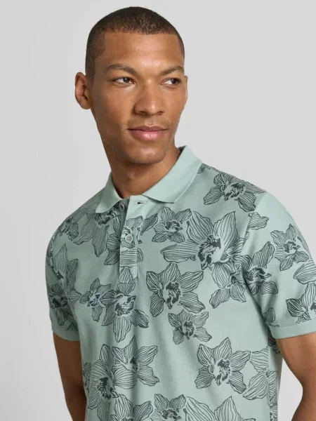 Koszulka polo o kroju slim fit z kwiatowym nadrukiem allover Lerros