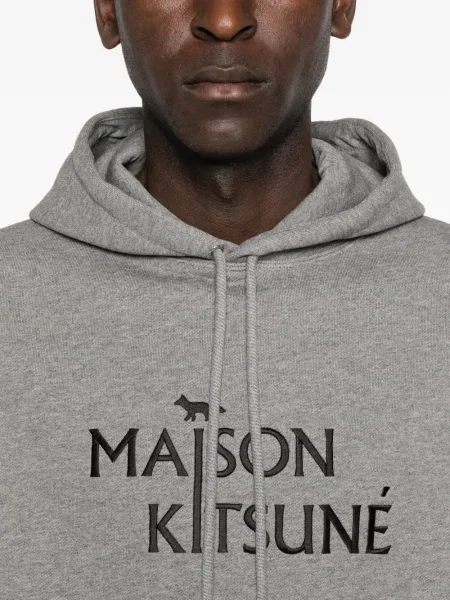 Hanorac cu glugă Maison Kitsune cu broderie gri
