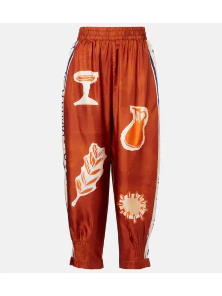 Pantaloni Alemais de mătase portocaliu