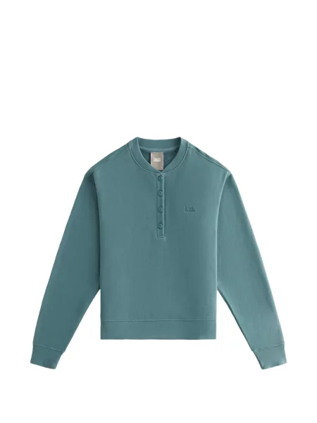 Hanorac Kith cu guler henley albastru