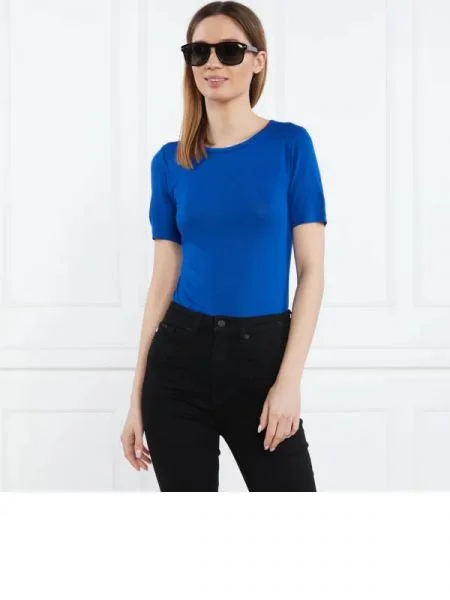 Calvin Klein Póló MODAL SILK CREW NECK TOP SS kék