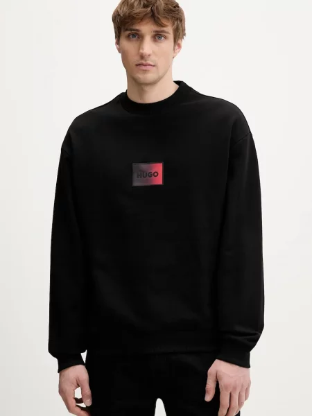 Dukserica HUGO Danotop bez uzorka crna