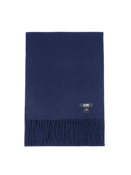 GOBI Cashmere Fular Unisex Cashmere Fringed Scarf bleumarin