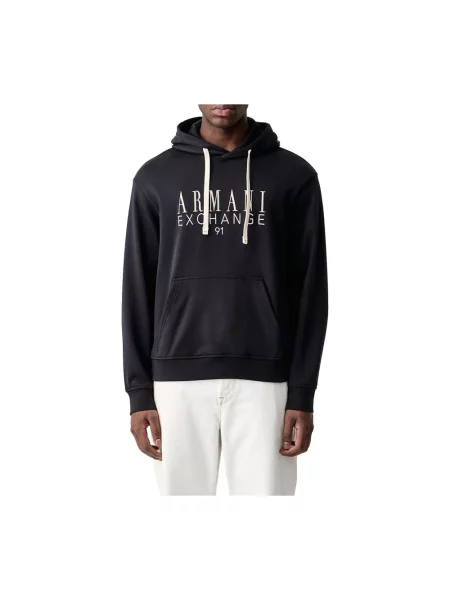 Bluza z kapturem Armani Exchange niebieska