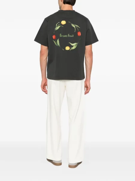 Tricou Bram’s Fruit cu model floral cu imagine gri