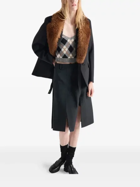 Top Prada z wzorem argyle prążkowany szary