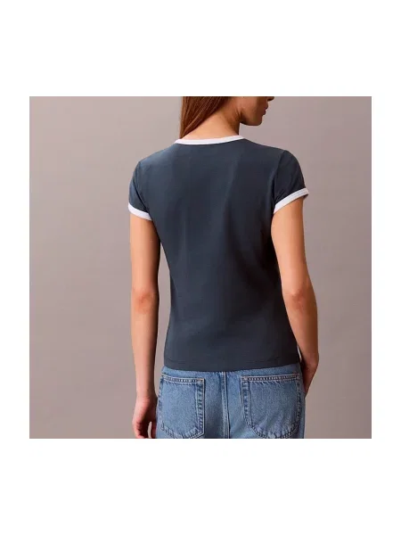 Denim ruha Calvin Klein Jeans autogrammal kék