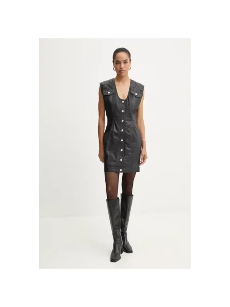 Sukienka Moschino skórzana czarna