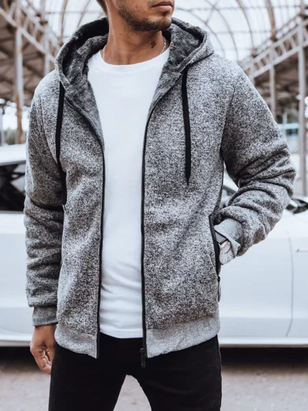 Rozpinana bluza ocieplana jasnoszara Dstreet