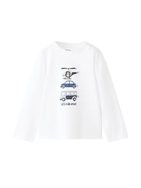 MANGO KIDS Tricou RIDING nisipiu / bleumarin / opal alb