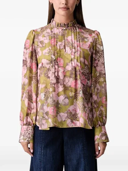 Gulerat bluză Joop! cu model floral cu imagine verde