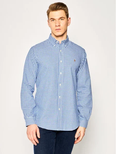 Polo Ralph Lauren Košile Core Replen Modrá Custom Fit bílá