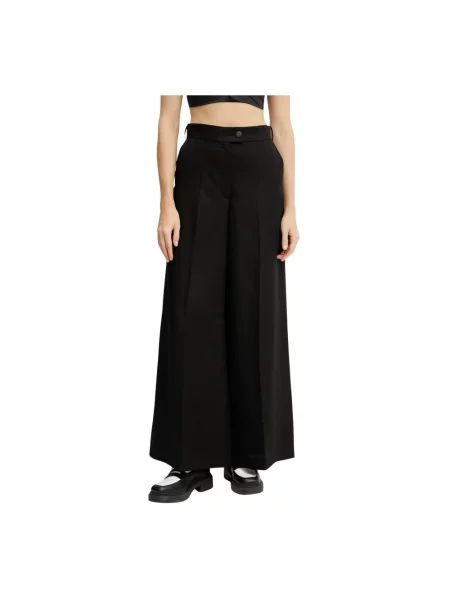 Ivy Oak spodnie lniane PIERA ANN szerokie high waist czarny