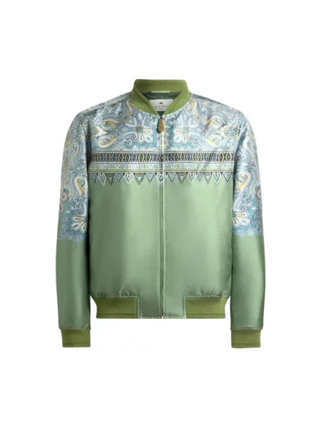 Kurtka bomber Etro z nadrukiem z wzorem paisley zielony