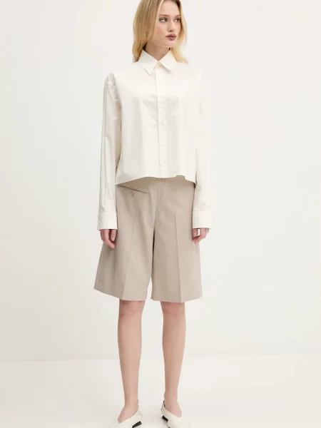 Вовняні шорти Maison Margiela однотонні висока посадка бежевий