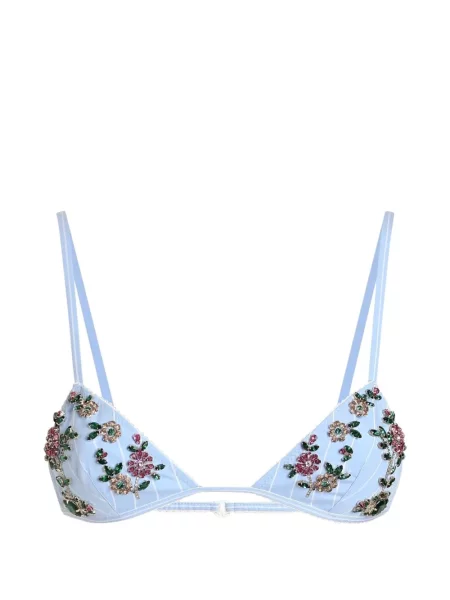 Ριγέ σουτιέν Dolce & Gabbana με κέντημα ραβδωτό μεταξωτό ύφασμα μπλε