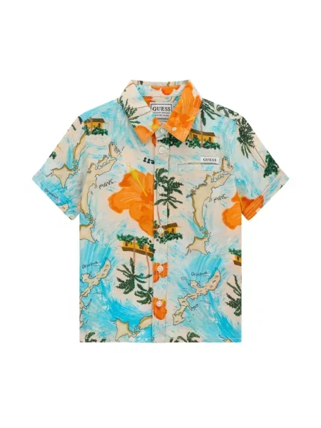 GUESS KIDS Košile VISCOSE POPLIN SS SHIRT mix barev