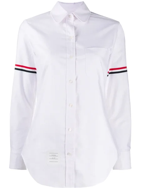 Cămașă Thom Browne cu dungi din țesătură twill roz