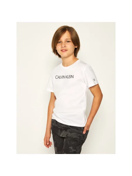 Calvin Klein Jeans Majica Institutional SS Regular Fit bela