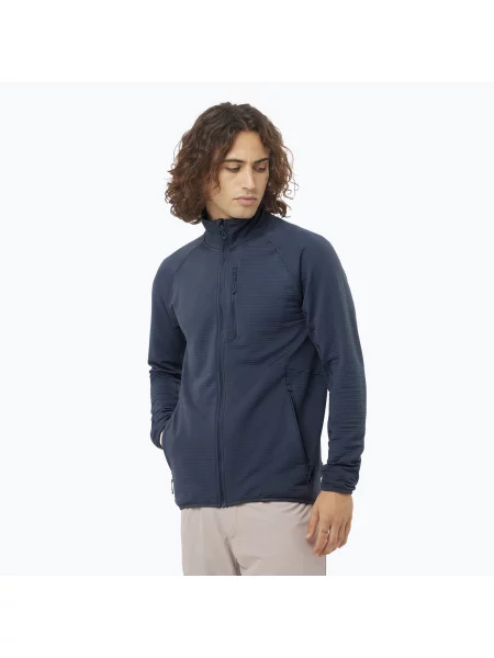 Bluza trekkingowa Salomon Lightwarm Full Zip blue nights niebieska