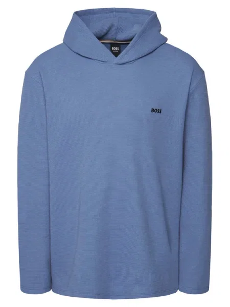 BOSS Суитшърт Waffle светлосиньо