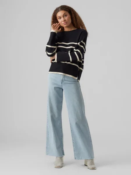 VERO MODA Sveter SABA krémová čierna