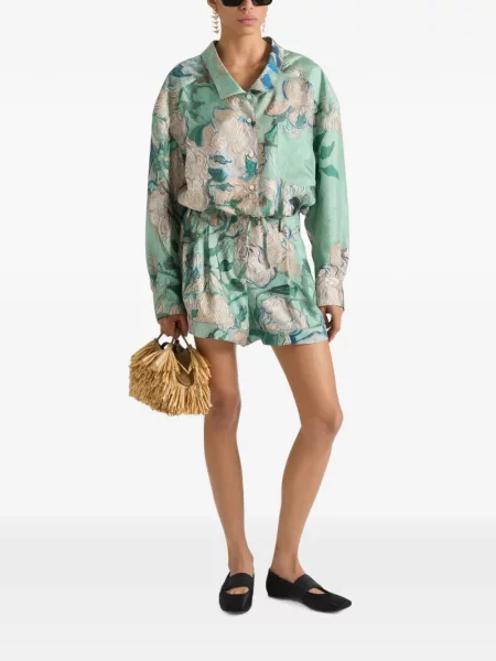 Pantaloni scurți Givenchy de mătase cu imagine verde