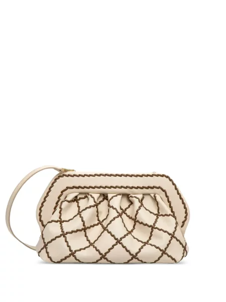 Geantă plic Themoirè din dantelă alb