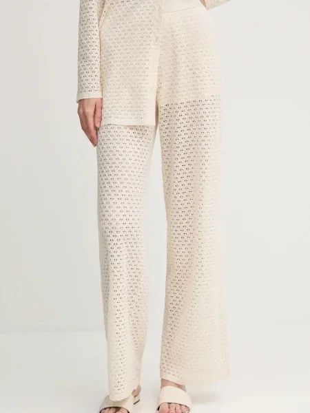 Marc Aurel pantaloni lat high waist bej