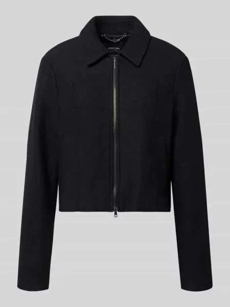 Żakiet o kroju regular fit z żywej wełny z zamkiem błyskawicznym dwustronnym Marc Cain czarna