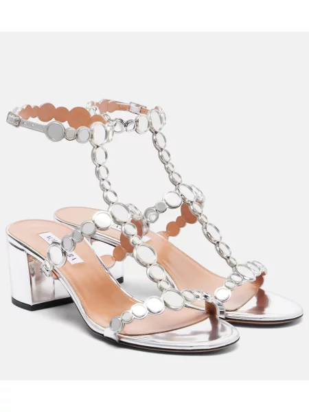 Sandale Aquazzura din piele argintiu