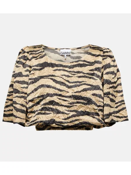Bluză Ganni din satin bej