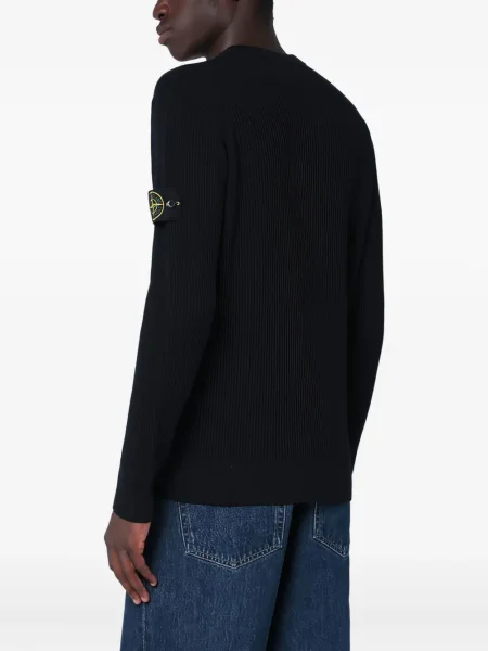 Вълнен пуловер Stone Island камъни черно