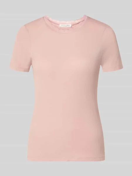 T-shirt o kroju slim fit z mieszanka z obszycie koronką Christian Berg Woman