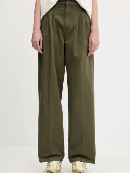 Carhartt WIP pantaloni de Leola Pant lat high waist verde