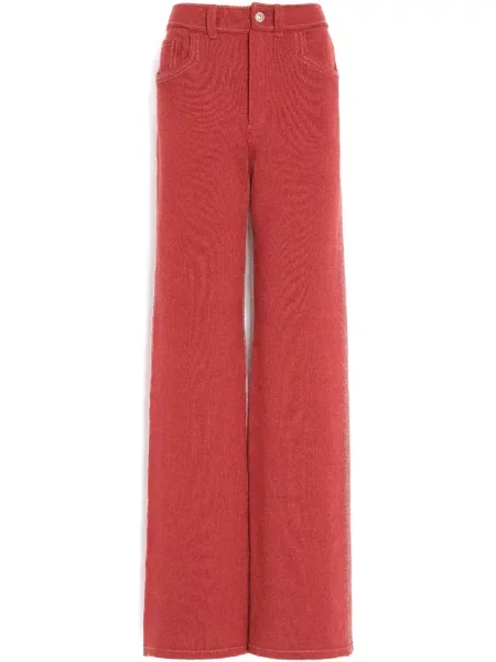 Pantaloni Barrie din cașmir roșu